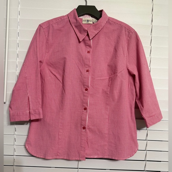 Duck Head Tops - Duck Head Petite Pink Gingham Blouse size LP
